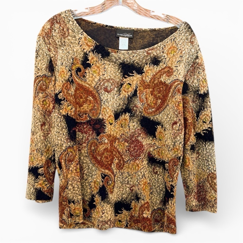 Paisley Print 3/4 Sleeve Top